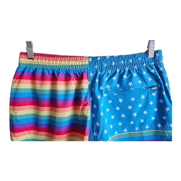 CHUBBIES Men's L Love Rainbow Swim Trunks Shorts Colorful Mesh Lined 4" NWOT - Picture 4 of 6